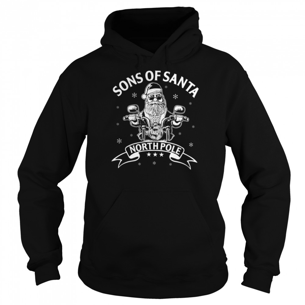 sons of santa north pole santa biker christmas shirt unisex hoodie