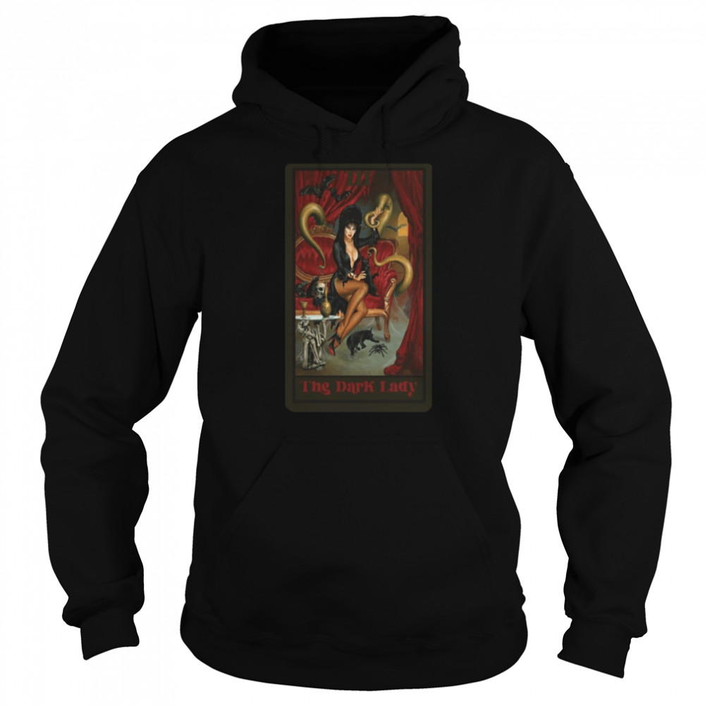 the dark lady elvira mistress of the dark tarot card shirt unisex hoodie