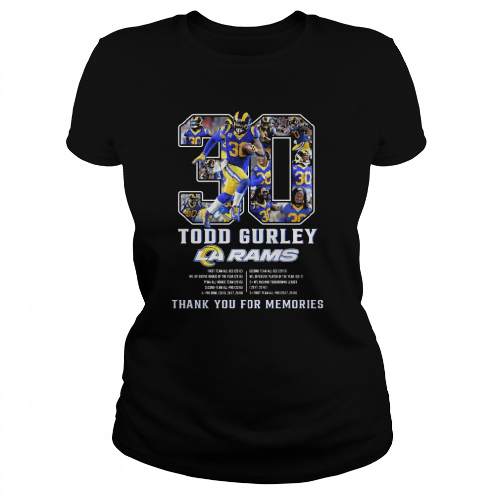 todd gurley los angeles rams thank you for the memories signature shirt classic womens t shirt