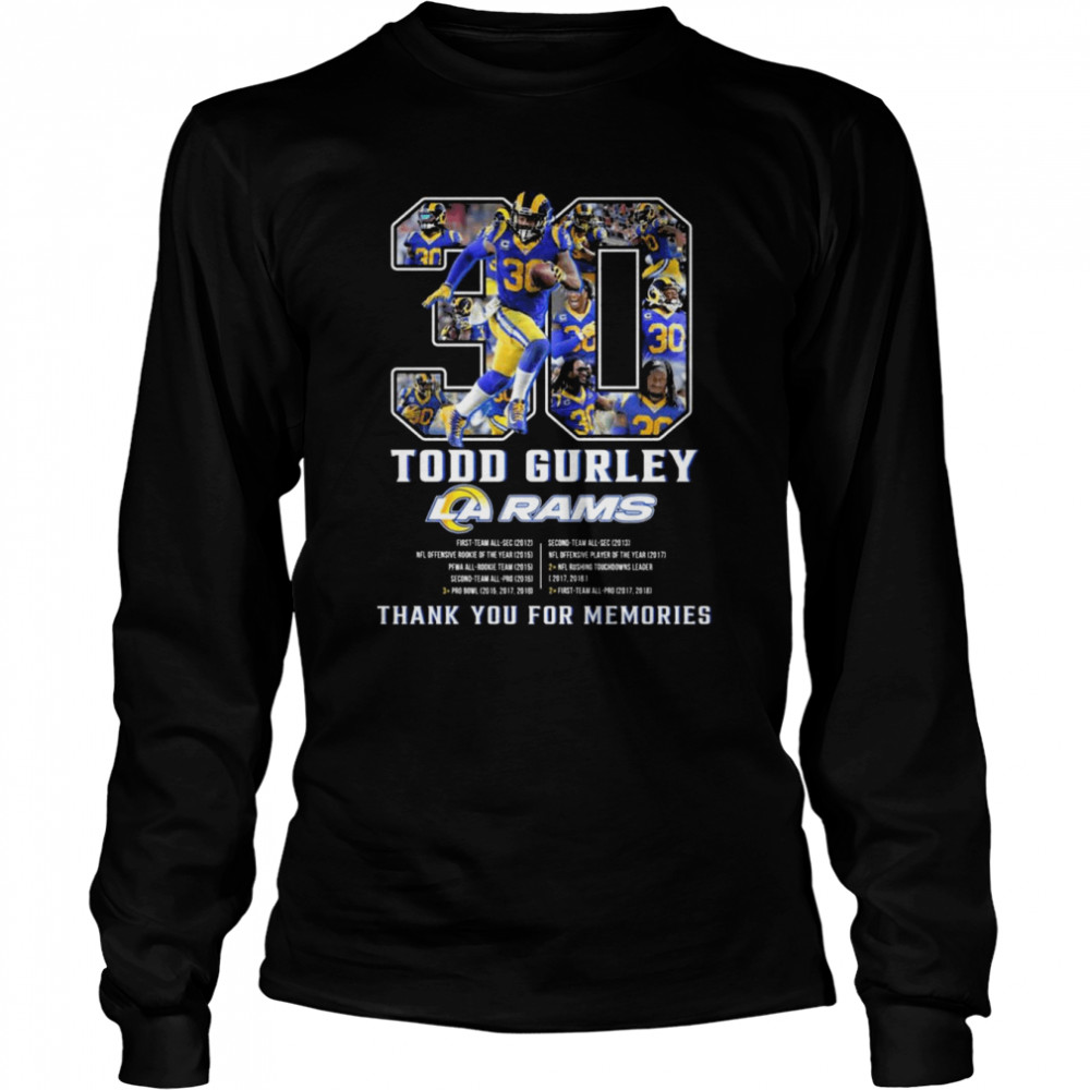 todd gurley los angeles rams thank you for the memories signature shirt long sleeved t shirt