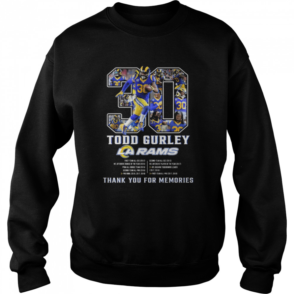 Todd Gurley Los Angeles Rams Thank You For The Memories Signature shirt Unisex Sweatshirt