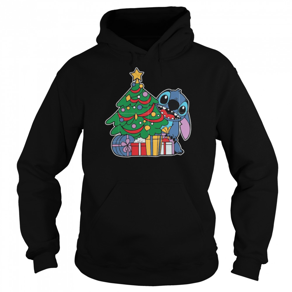 Tree Tree Santa Hat Present Holiday Stitch Christmas shirt Unisex Hoodie