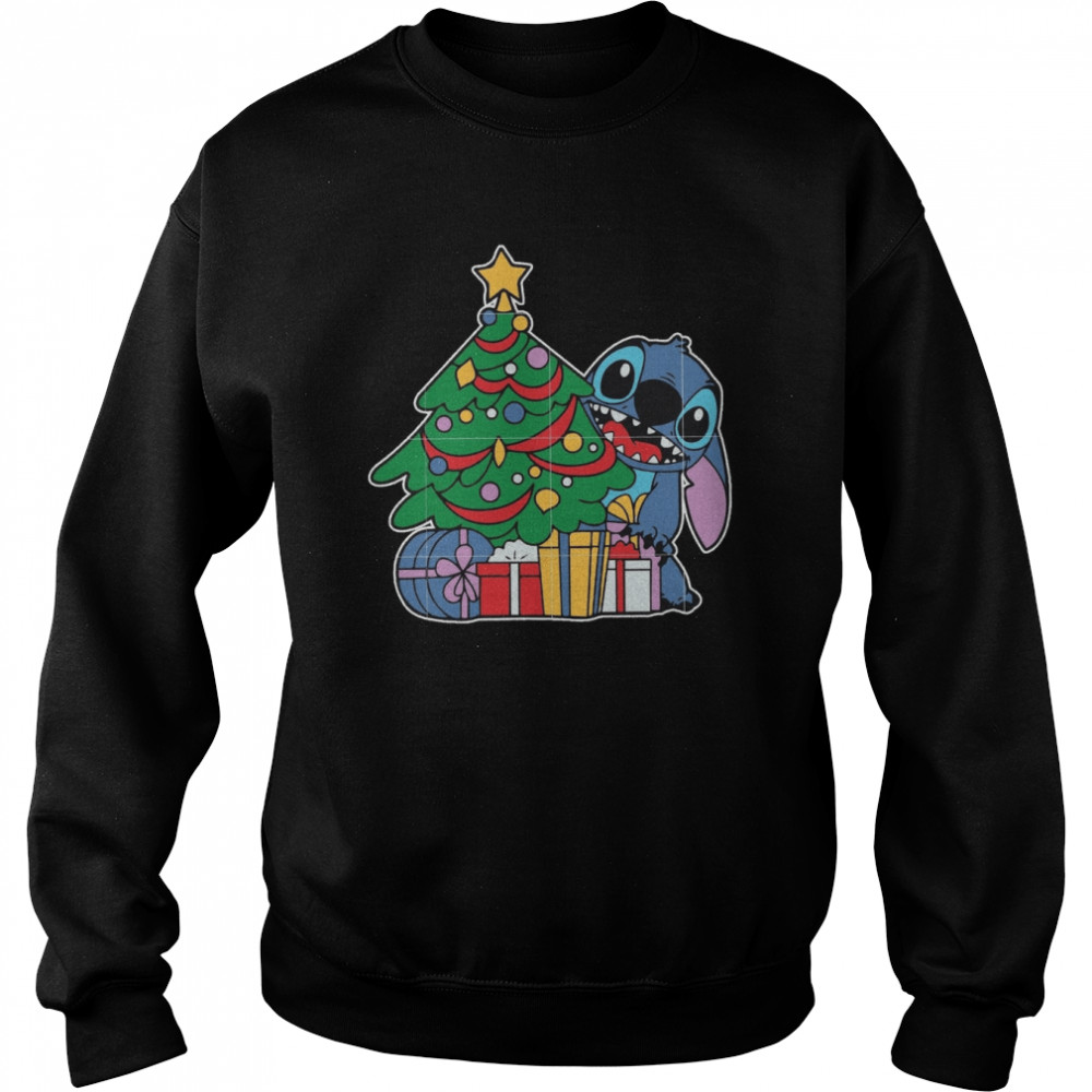 tree tree santa hat present holiday stitch christmas shirt unisex sweatshirt