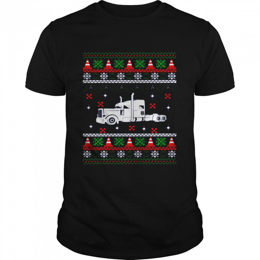 White Truck Driver Icon Christmas Ugly shirt Classic Men's T-shirt