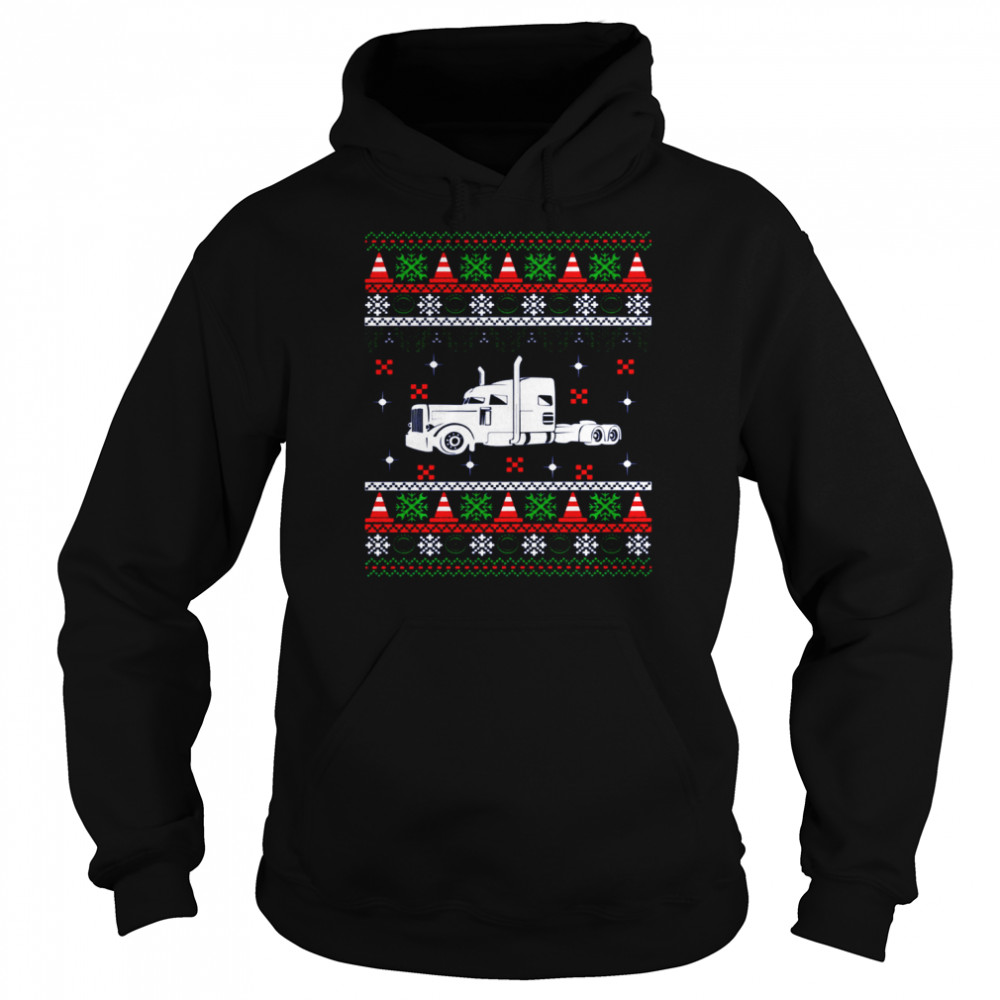 White Truck Driver Icon Christmas Ugly shirt Unisex Hoodie