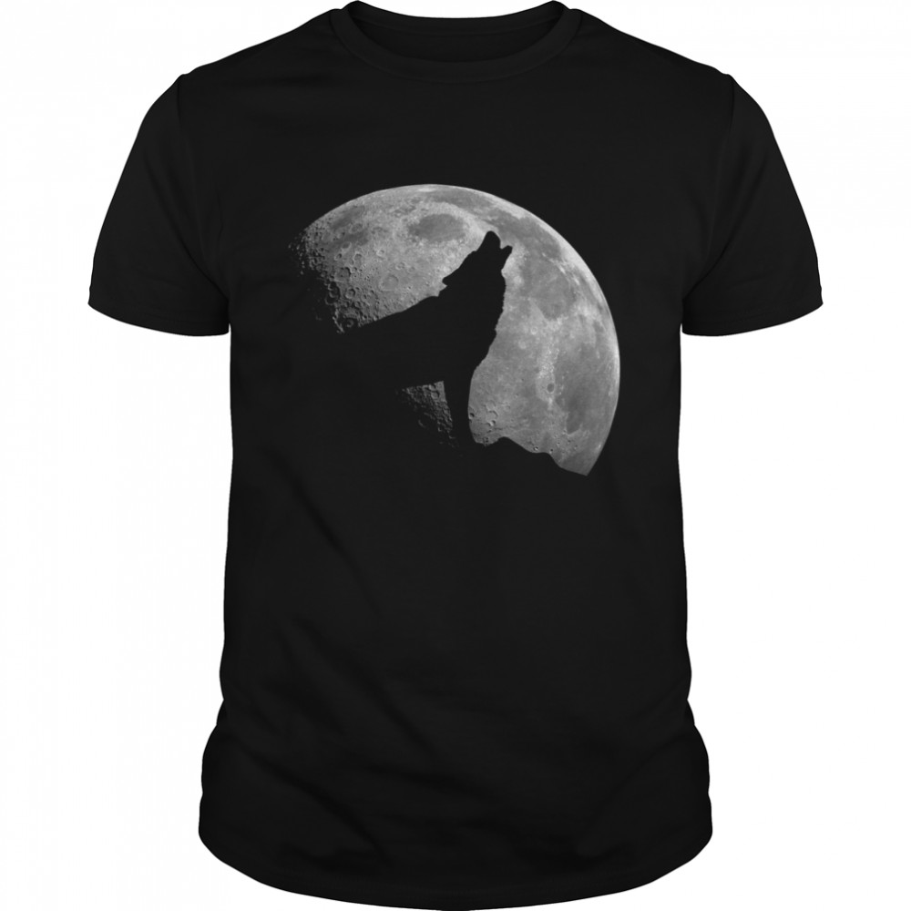 Wolf And Full Moon Silhouette Howling shirt Classic Men's T-shirt