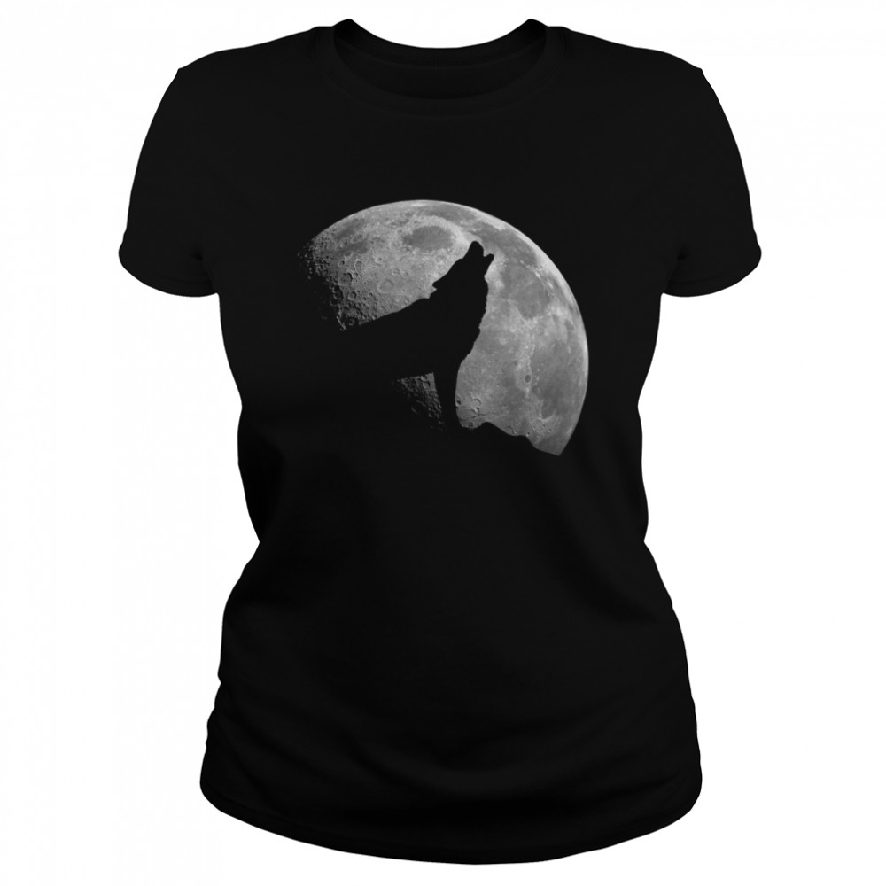 Wolf And Full Moon Silhouette Howling shirt Classic Women's T-shirt