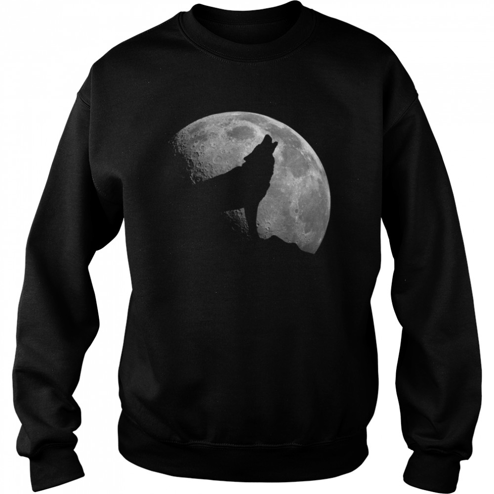 wolf and full moon silhouette howling shirt unisex sweatshirt