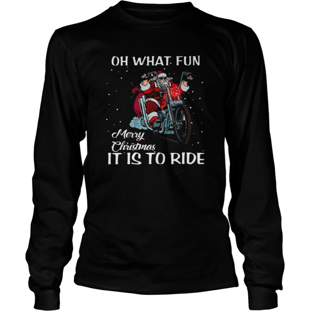 Xmas Holiday Biker Santa Motorcycle Merry Christmas shirt Long Sleeved T-shirt