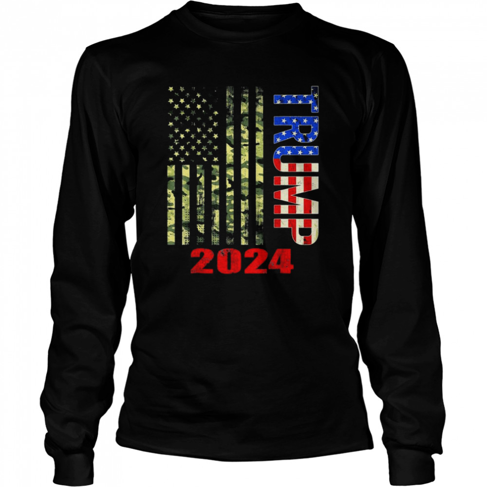 American Flag Design Trump 2024 Trump’s rally For supporters Tee  Long Sleeved T-shirt