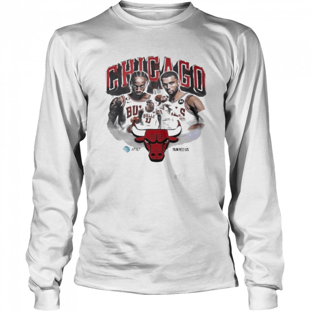 Chicago Bulls Zach Lavine Demar Derozan At And T Run With Us 2022  Long Sleeved T-shirt