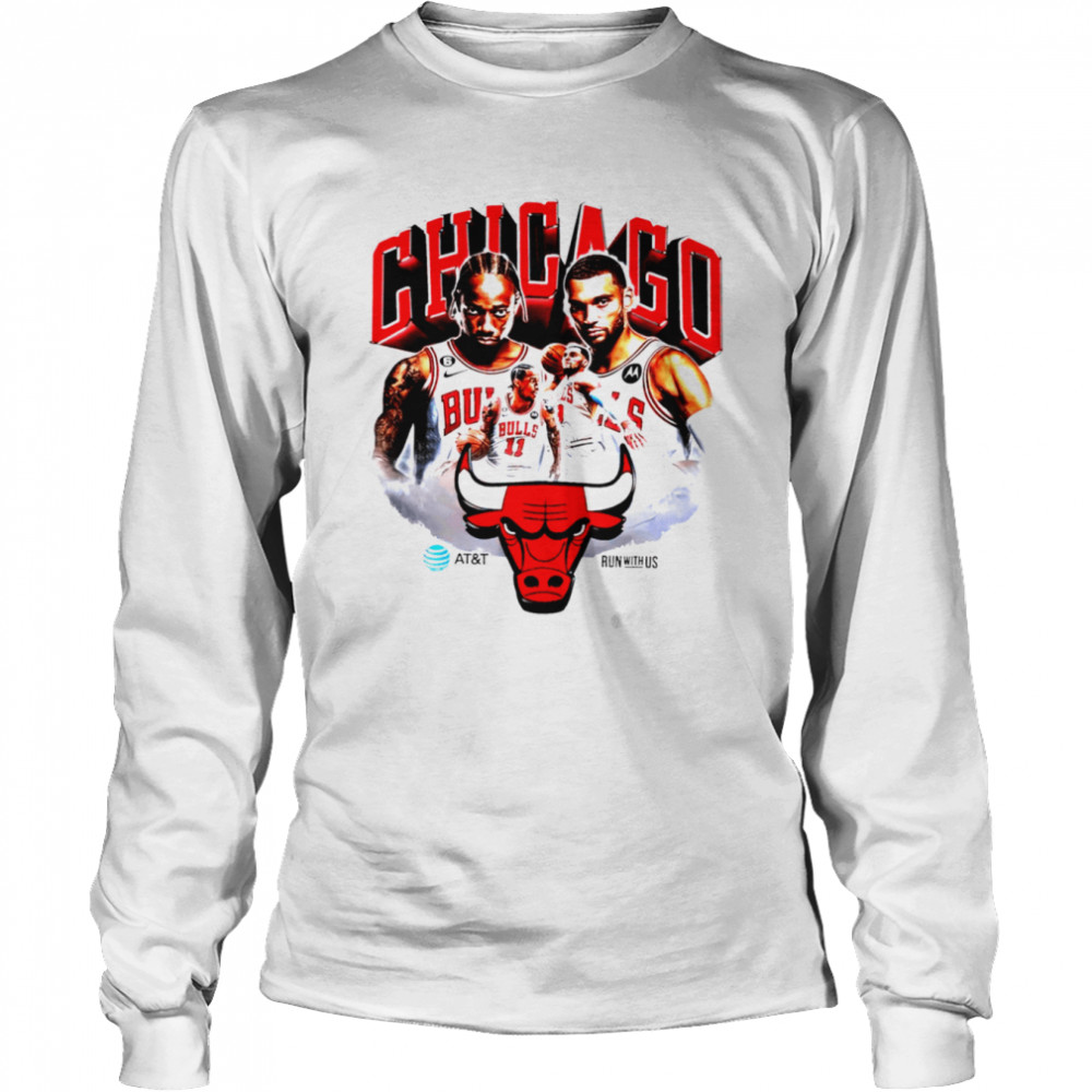 Chicago Bulls Zach Lavine Demar Derozan at and t run with us shirt Long Sleeved T-shirt