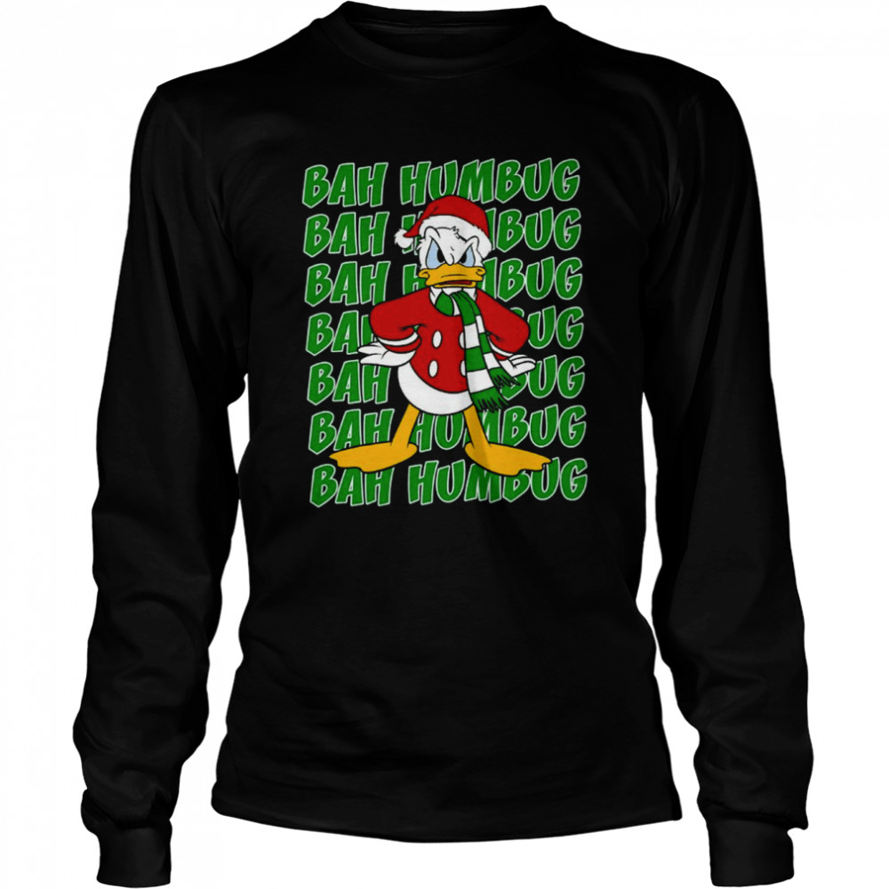 Disney Donald Duck Bah Humbug Christmas Text Stack T- Long Sleeved T-shirt
