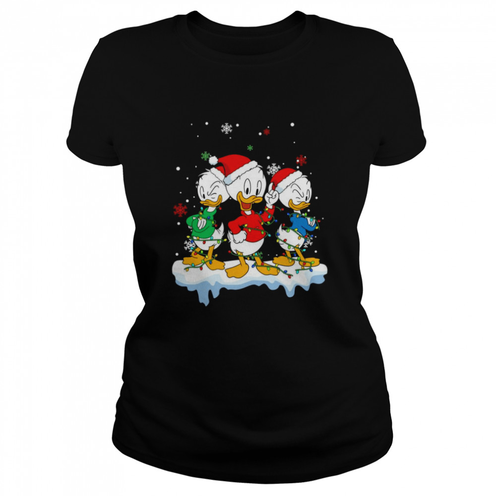 Disney Ducktales Huey Dewey and Louie Christmas Lights  Classic Women's T-shirt