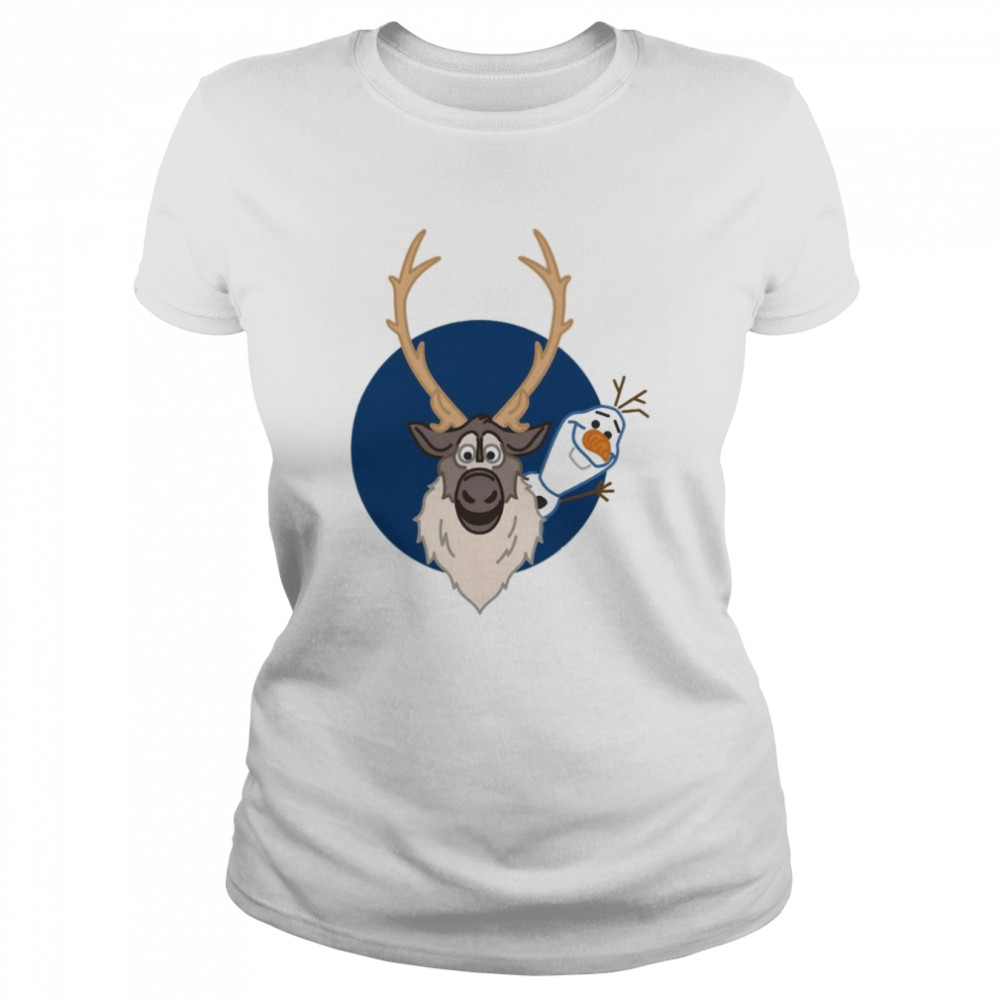 disney frozen 2 olaf and sven christmas t classic womens t shirt