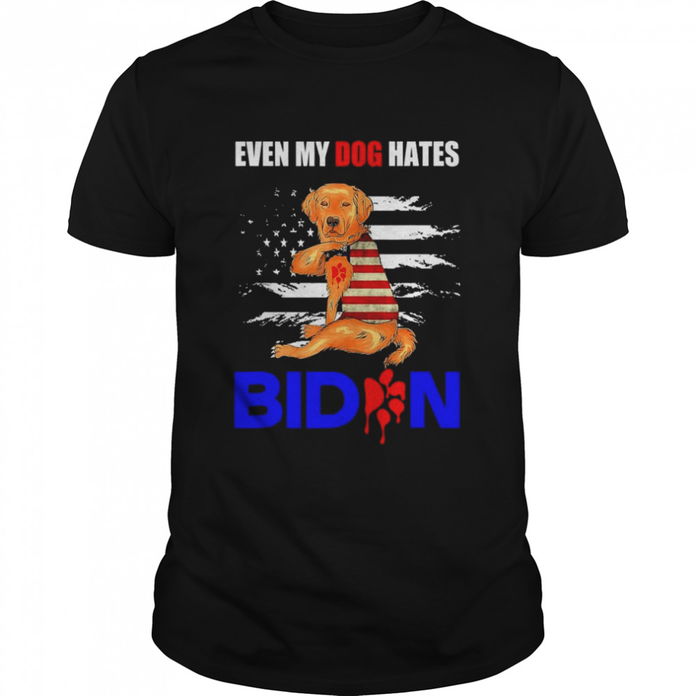 Even My Dog Hates Biden USA Flag Golden Retriever Tee  Classic Men's T-shirt