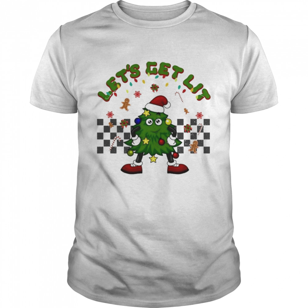 groovy let’s get lit Christmas tree xmas lights shirt Classic Men's T-shirt