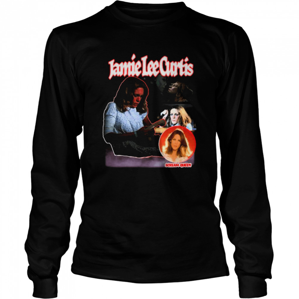 Jamie Lee Curtis Halloween Horror Movie Scream Queen Retro Styled shirt Long Sleeved T-shirt