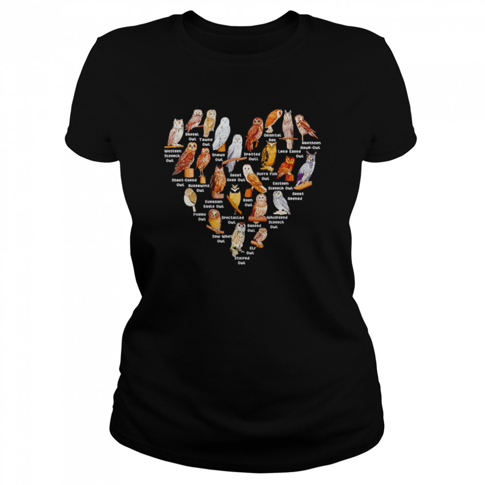Love owls heart shirt Classic Women's T-shirt
