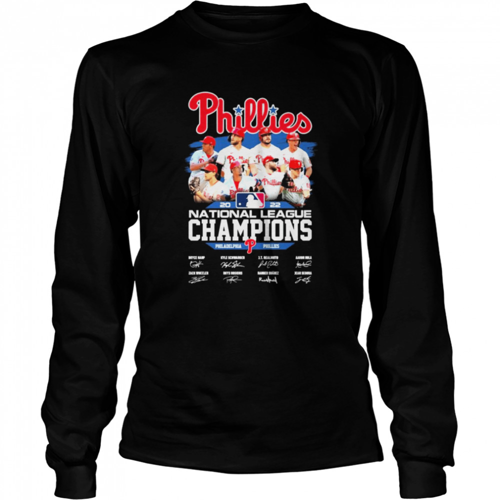 Philadelphia Phillies team 2022 National League Champions signatures shirt Long Sleeved T-shirt