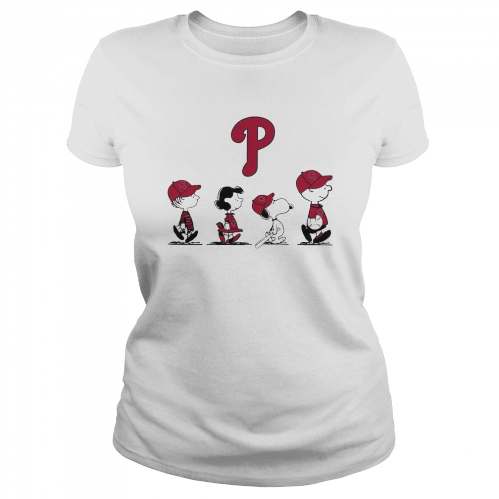 the peanuts characters philadelphia phillies 2022 abbey road shirt classic womens t shirt