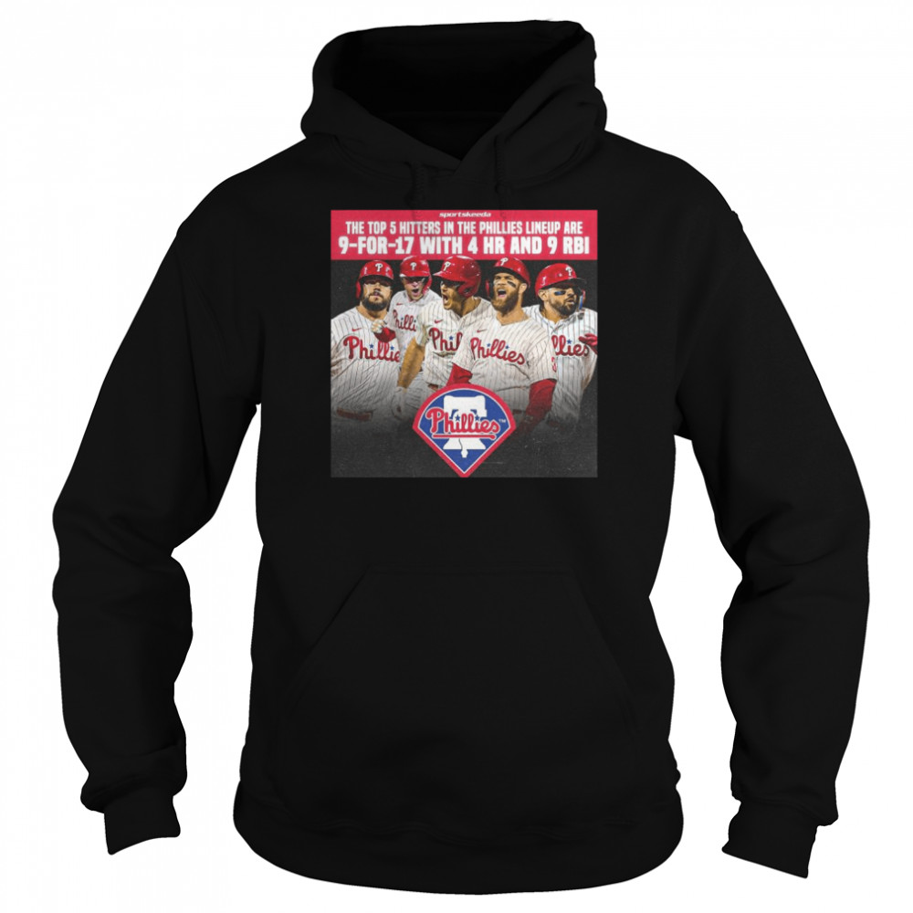The Top 5 Hitters In The Phillies Lineup Are 9-For-17 With 4 HR And 9 RBI 2022  Unisex Hoodie