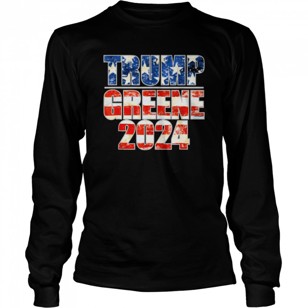 trump greene 2024 gop maga republican american flag tee long sleeved t shirt