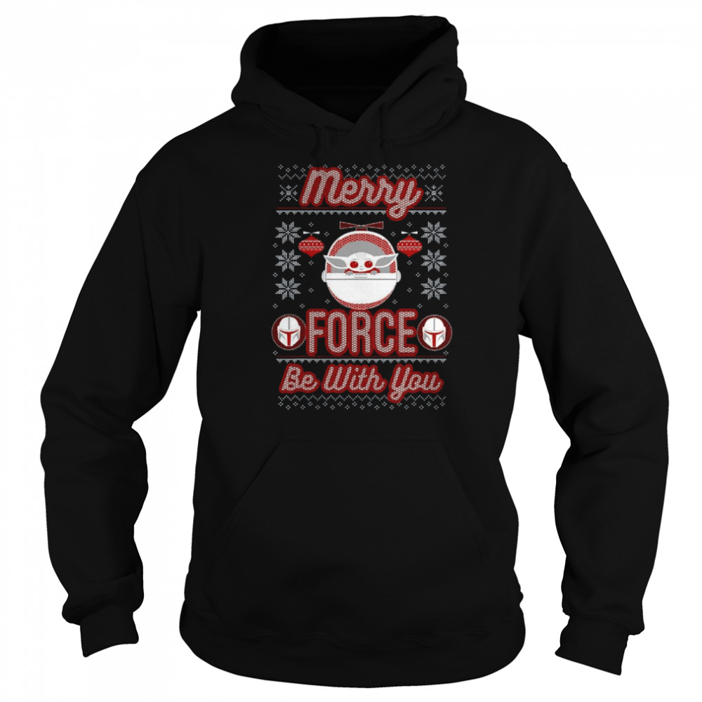 Star Wars The Mandalorian Christmas Merry Force Be With You shirt Unisex Hoodie