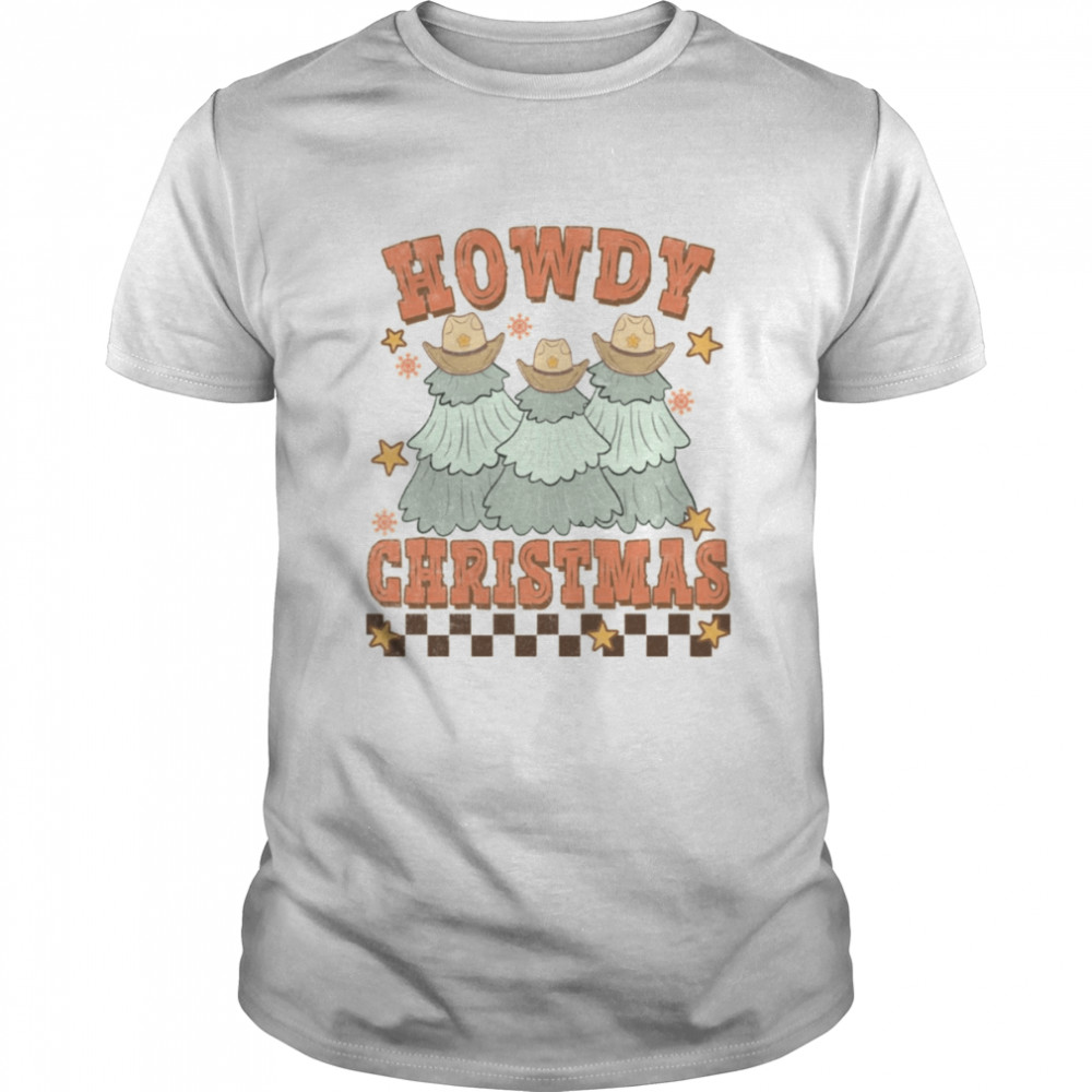 Howdy Christmas Retro Western Christmas Tree shirt