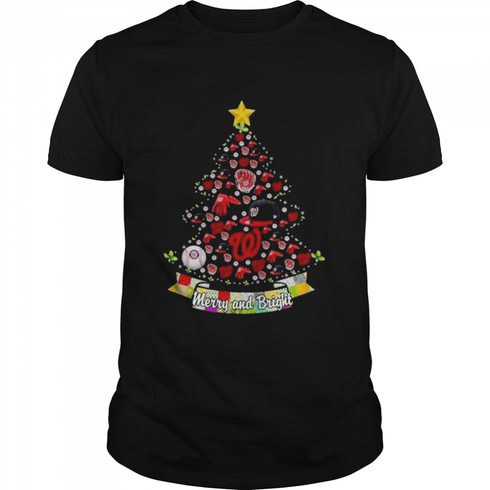 Merry And Bright Washington Nationals MLB Christmas Tree 2022 Shirt