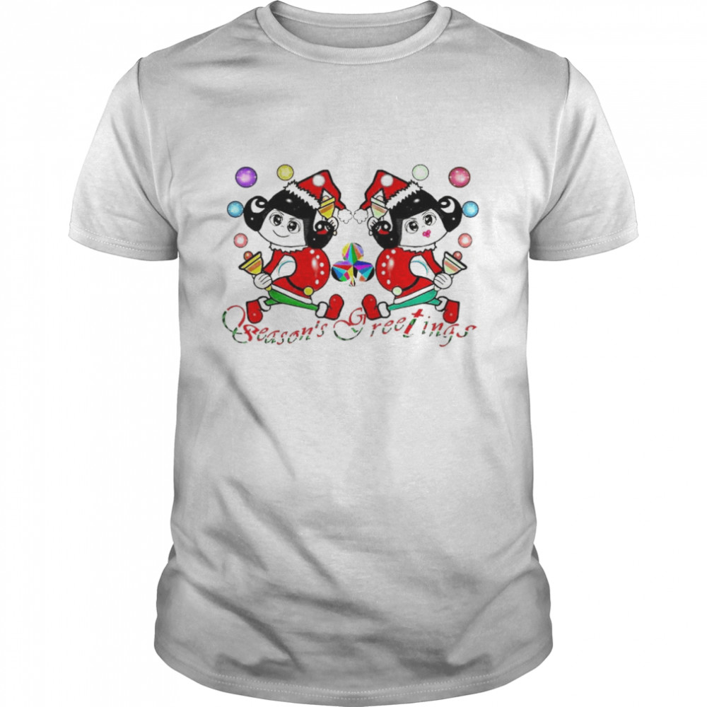 season’s greetings women santa shirt