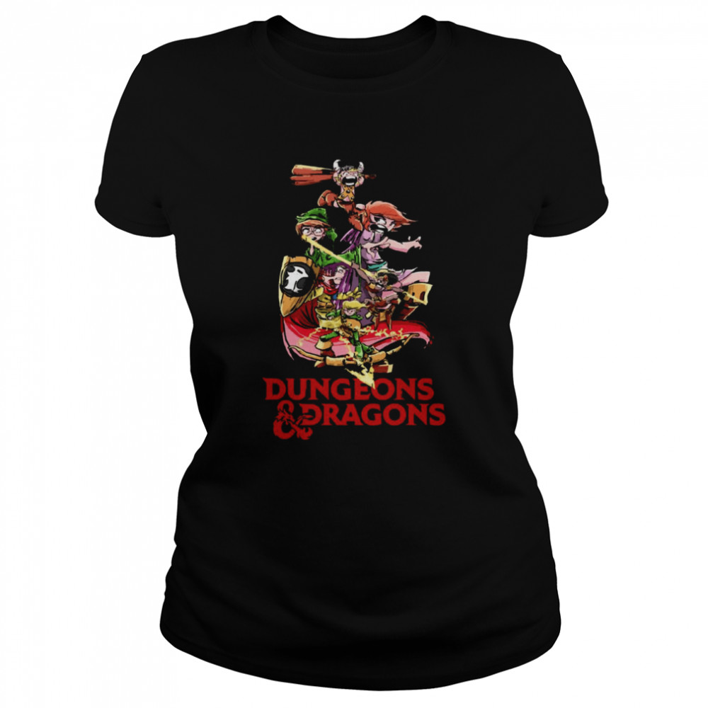 dungeons dragons graphic cartoon style shirt classic womens t shirt