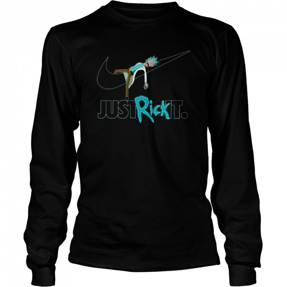 Just Rick It Nike Logo Rick And Morty Cartoon shirt Long Sleeved T-shirt