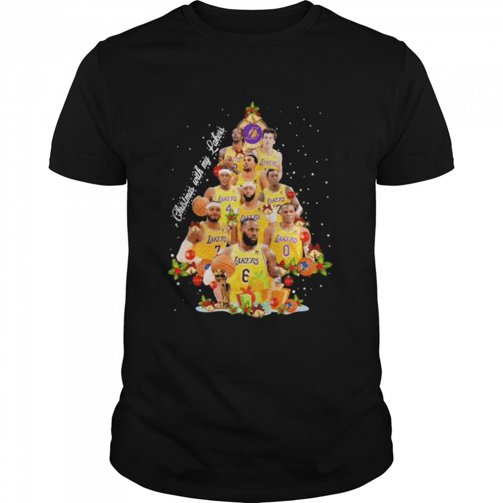 Los Angeles Lakers team Christmas with my Lakers signatures tree 2022 shirt Classic Men's T-shirt
