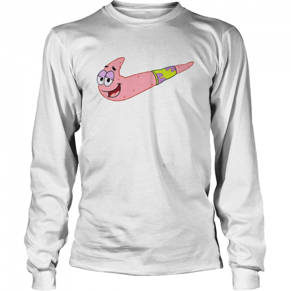 Patrick Star Spongebob Swoosh Nike Logo Cartoon shirt Long Sleeved T-shirt