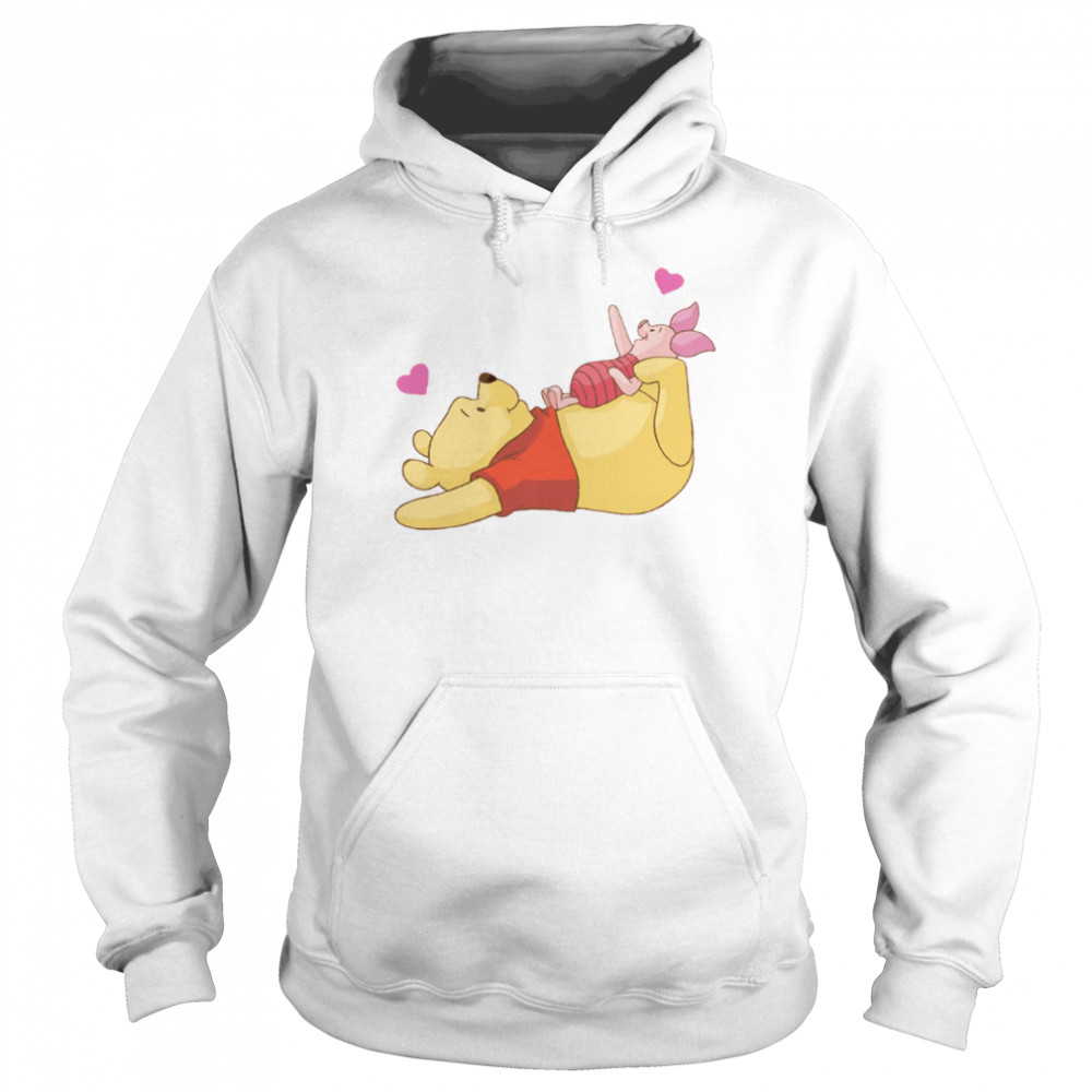 piglet and winnie playing in winnie the pooh shirt unisex hoodie