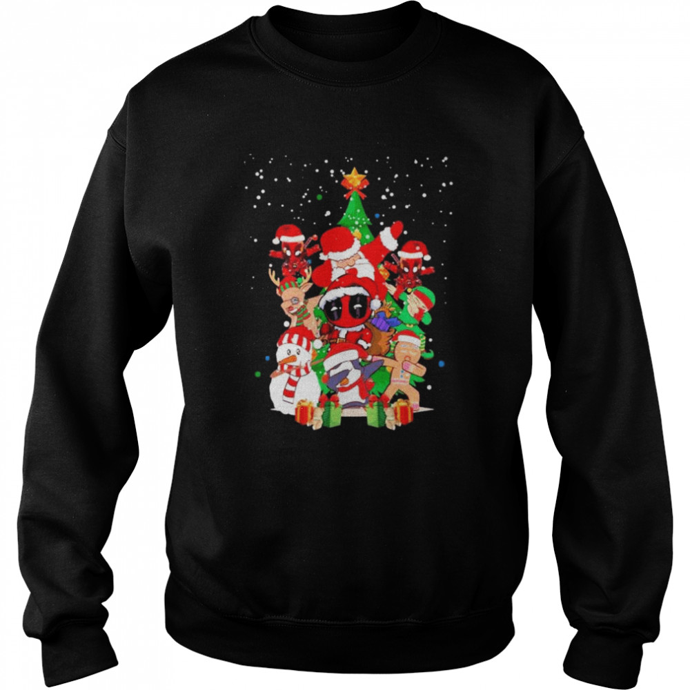 Santa Claus Dead Pool Elf Snowman Merry Christmas tree 2022 shirt Unisex Sweatshirt