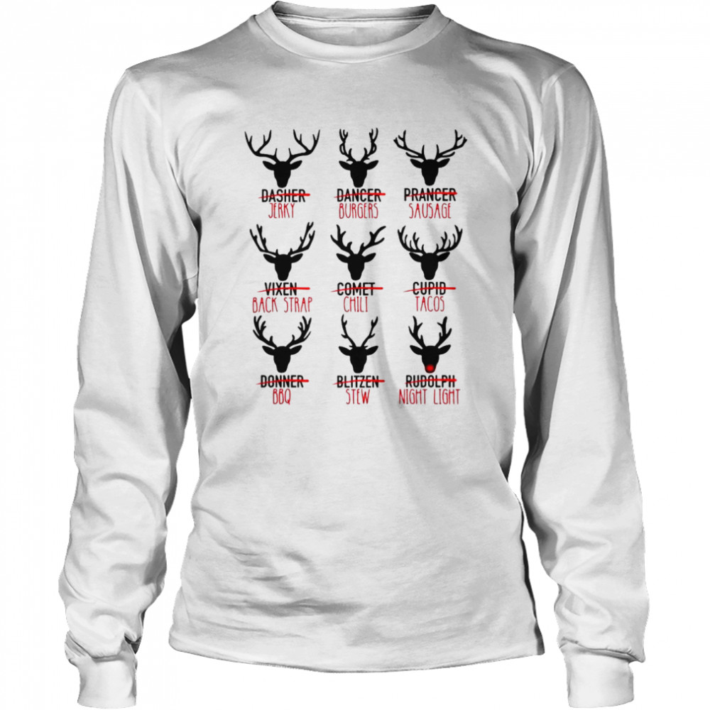 Santa’s Reindeer Cuts Of Meat Christmas 2022 Long Sleeved T-shirt