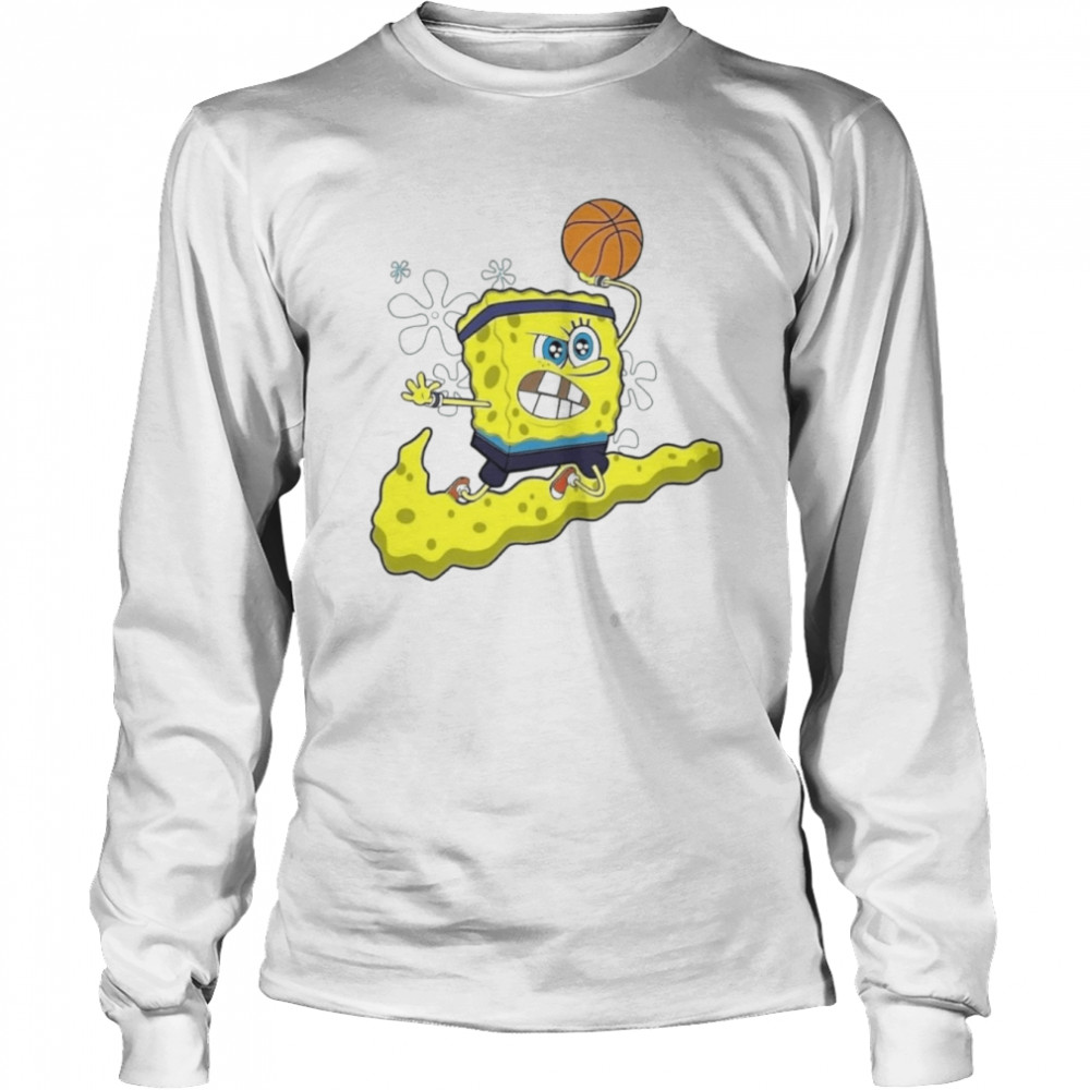 Spongebob Playing Basketball Mix Nike Logo shirt Long Sleeved T-shirt