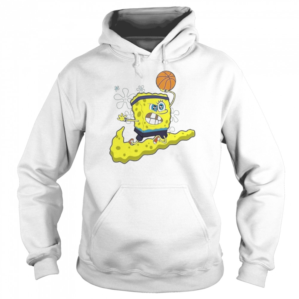 spongebob playing basketball mix nike logo shirt unisex hoodie