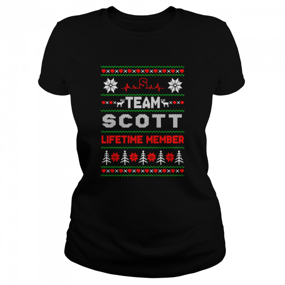 team scott lifetime member ugly christmas shirt classic womens t shirt
