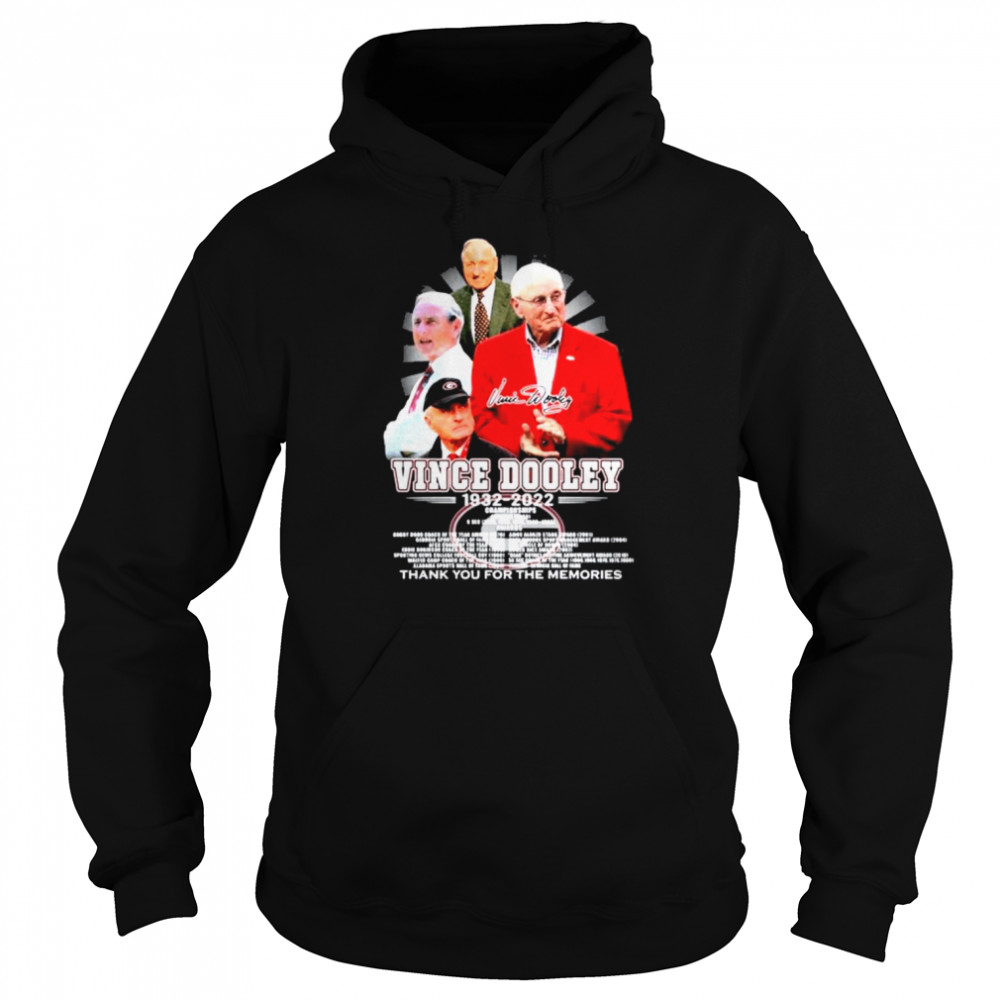 Vince Dooley Georgia Bulldogs 1932-2022 thank you for the memories signature shirt Unisex Hoodie