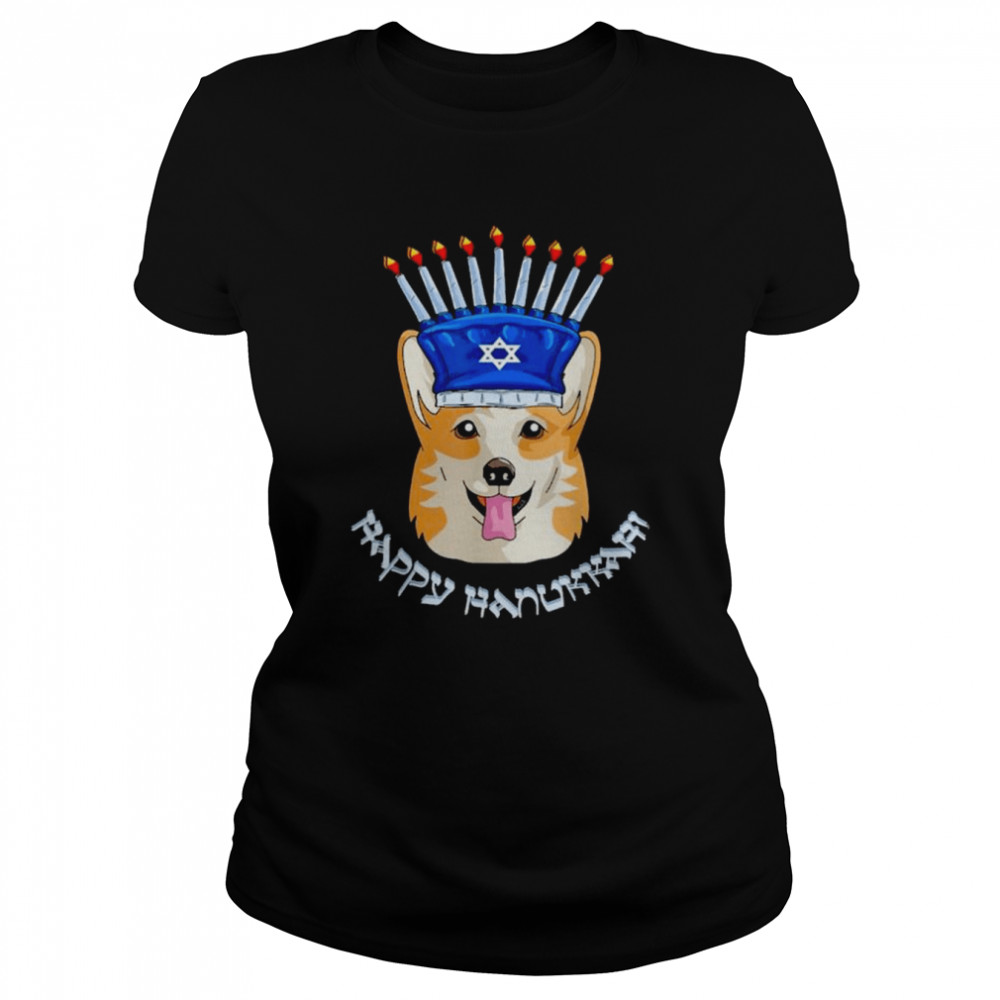 Corgi menorah hat hanukkah chanukah 2022 shirt Classic Women's T-shirt