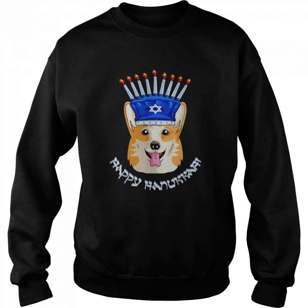 Corgi menorah hat hanukkah chanukah 2022 shirt Unisex Sweatshirt