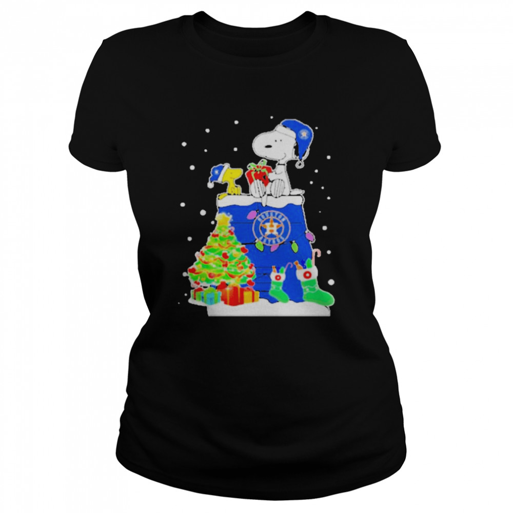 Houston astros Snoopy and Woodstock merry Christmas 2022 T-shirt Classic Women's T-shirt