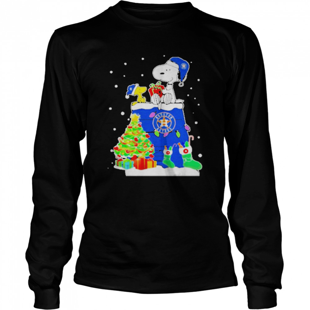 Houston astros Snoopy and Woodstock merry Christmas 2022 T-shirt Long Sleeved T-shirt