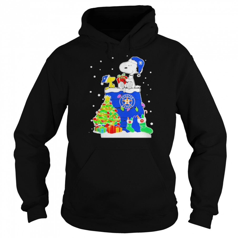 Houston astros Snoopy and Woodstock merry Christmas 2022 T-shirt Unisex Hoodie