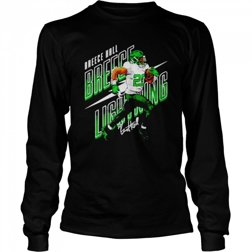 Best breece Hall Breece lightning New York Jets shirt Long Sleeved T-shirt