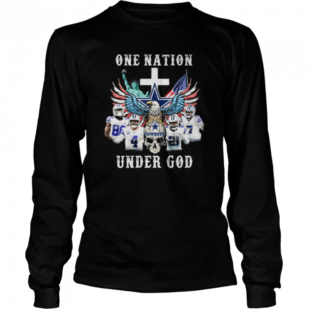 Eagle Holding Skull Dallas Cowboys One Nation Under God Signatures  Long Sleeved T-shirt