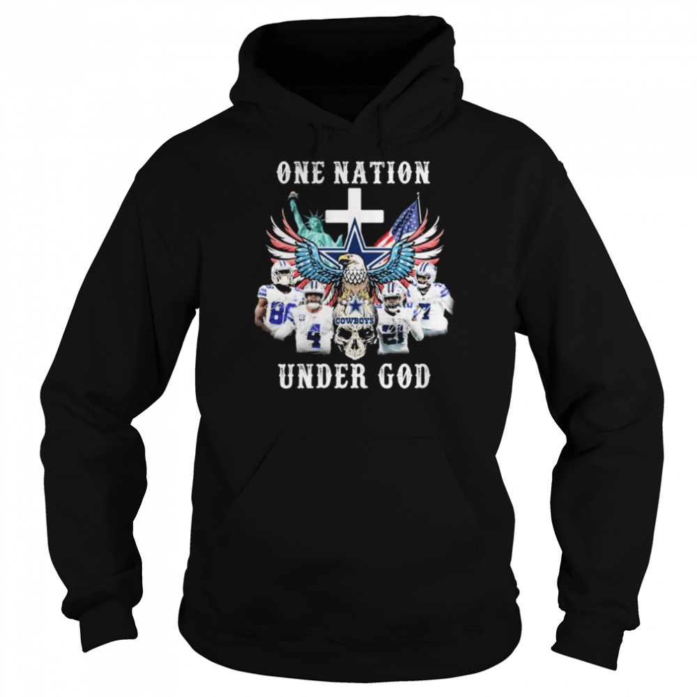 eagle holding skull dallas cowboys one nation under god signatures unisex hoodie